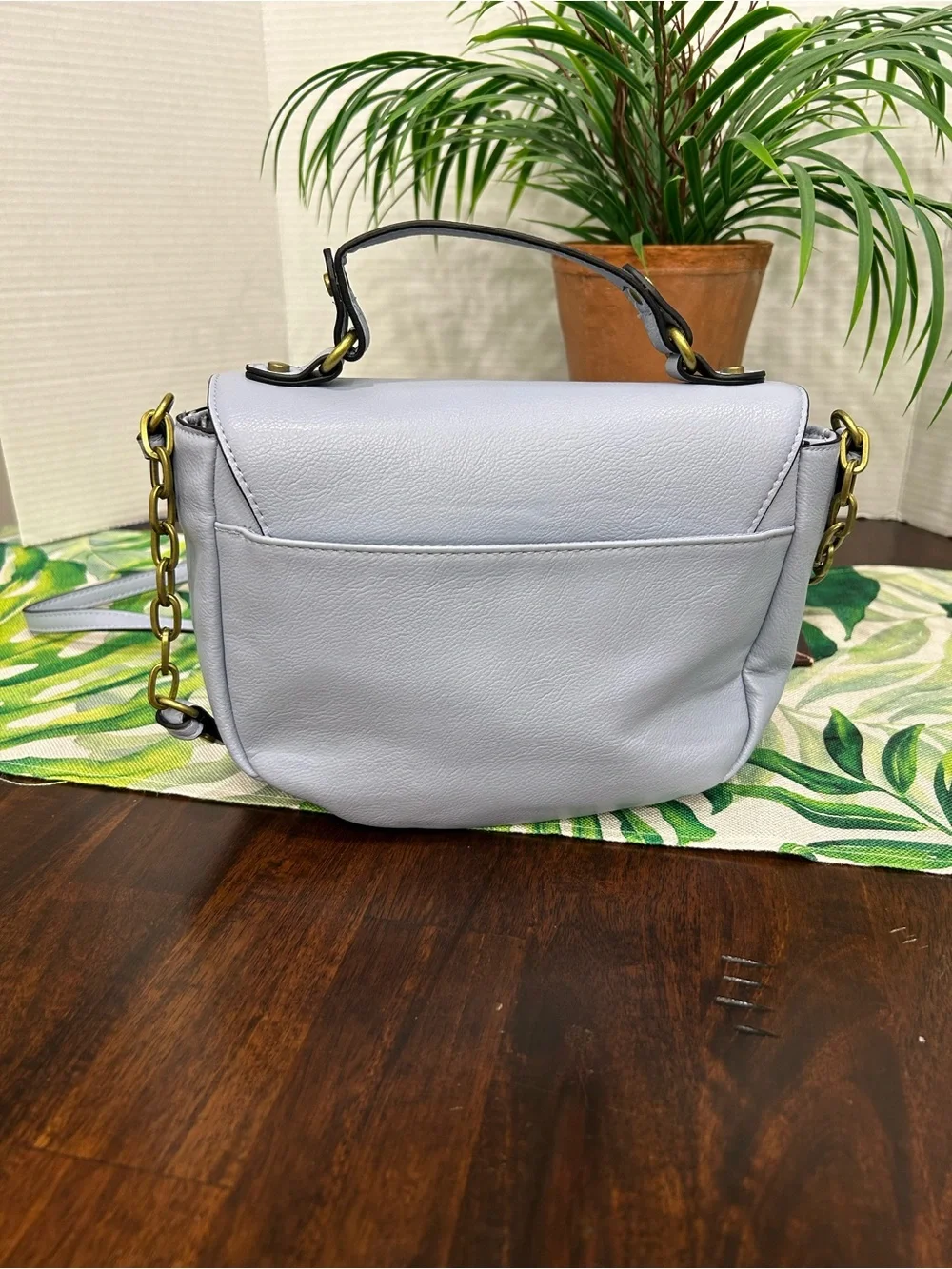 Merona Light Gray/ Blue Structured Top-Handle Crossbody Bag